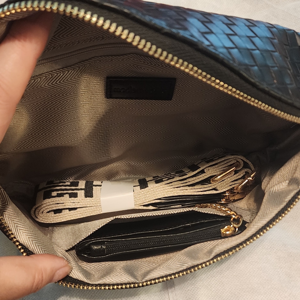 Rory Leather Woven Crossbody Bag - Picture 7 of 8